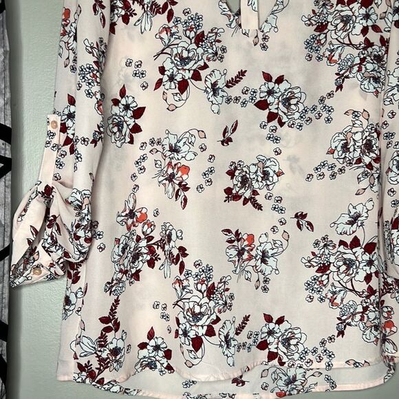 Active USA floral, long sleeve, semi sheer blouse, size large - Picture 5 of 11